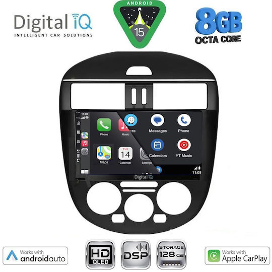 Digital IQ Car Audio System for Nissan Tiida 2013-2023 with A/C (Bluetooth/USB/AUX/WiFi/GPS/Apple CarPlay/Android Auto) with 9" Touch Screen