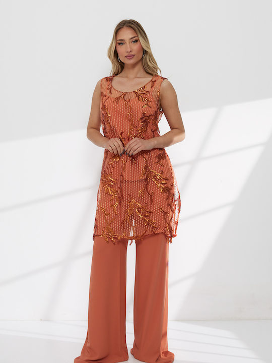 Women's Orange Set with Trousers