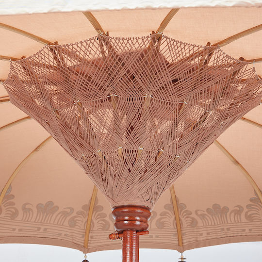 Umbrelă Rotundă Din Lemn Oriental Lounge Bej Φ1.8m