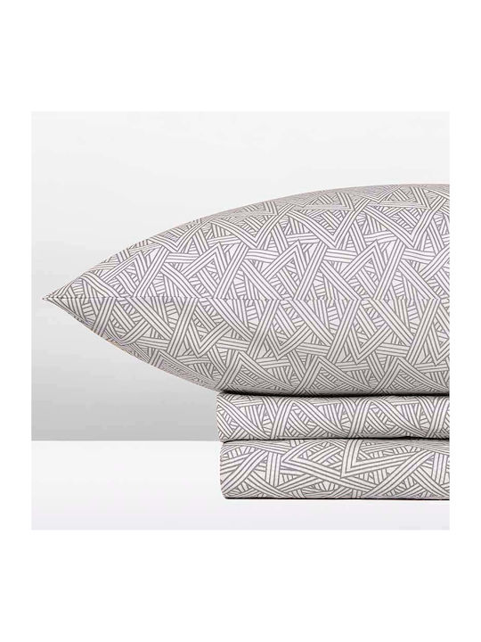 Cannon Sheet Set with 2 Pillowcases Super-Double with Elastic 160x200+33cm. Fresh Grey Ridge 3pcs