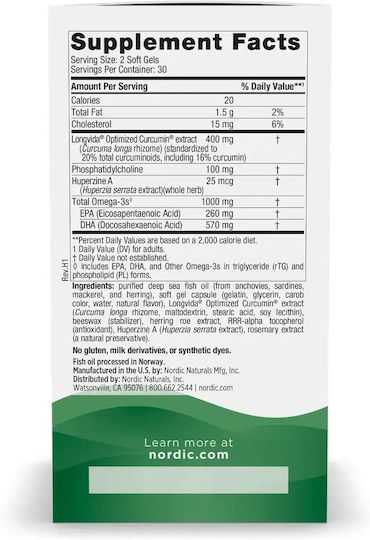 Nordic Naturals Suport Ulei de Pește 1000mg 1.5gr 60 Capsule cu Aromă de Turmeric