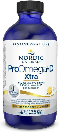 Nordic Naturals Pro Omega D Ulei de pește 3000mg 400iu 5gr 237ml cu aromă Lămâie
