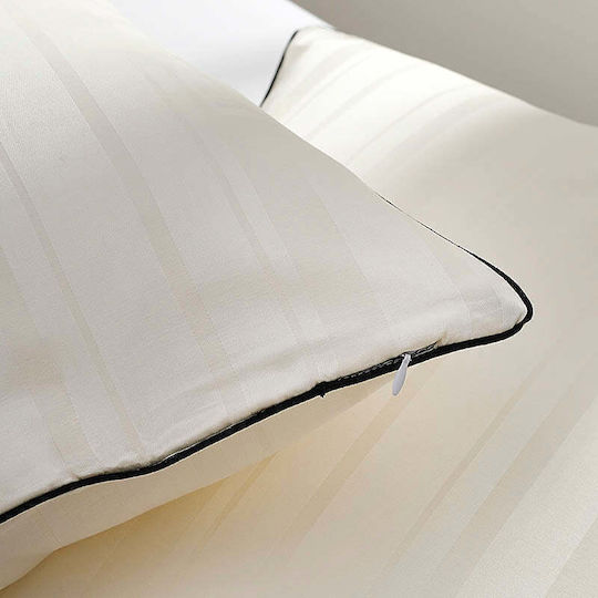 Hauz Limited Edition Stripe Σετ Σεντόνια Μονά 160x200εκ. Εκρού (3τμχ)