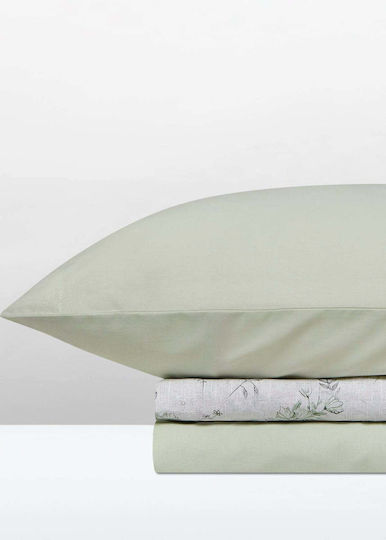 Aigaion Set Bed Sheet with 2 Pillowcases Super-Double with Rubber Hugger 160x200+35cm 3 (3 Pieces)