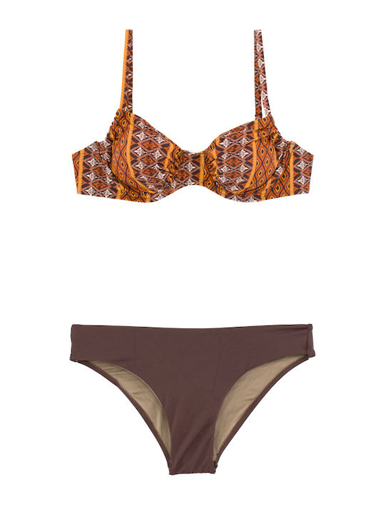 Plus Size Γυναικείο Μαγιό Bikini Μπανέλα Boho Flexfit Καφέ Plus Size Γυναικείο Μαγιό Bikini Μπανέλα Boho Flexfit Καφέ