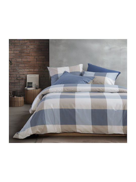 Nef-Nef Homeware Casual Комплект Чаршафи Кралица С Ластик 160x200+35см Casual Check Розов (4бр)