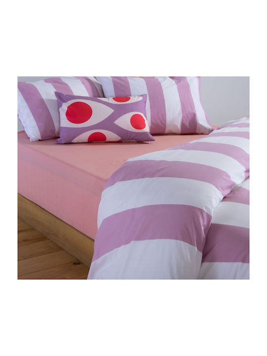 Nef-Nef Homeware Casual Set Bed Sheets Double With Rubber Hugger 160x200+35cm Mauve 4 Pieces