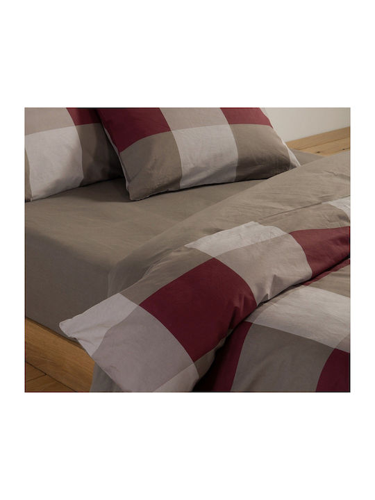 Nef-Nef Homeware Casual Комплект Чаршафи Кралица С Ластик 160x200+35см Casual Check Розов (4бр)