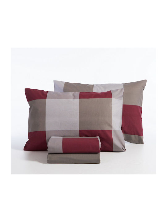 Nef-Nef Homeware Casual Комплект Чаршафи Кралица С Ластик 160x200+35см Casual Check Розов (4бр)