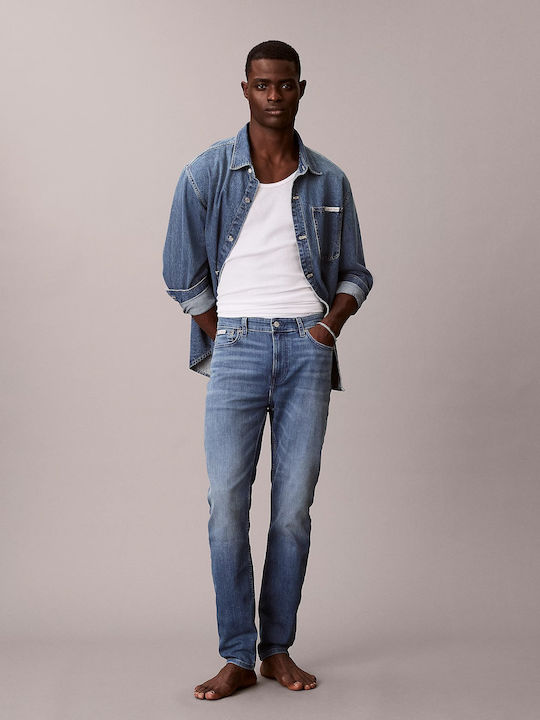 Ανδρικό Παντελόνι Τζιν με Slim Tapered Εφαρμογή Μπλε
