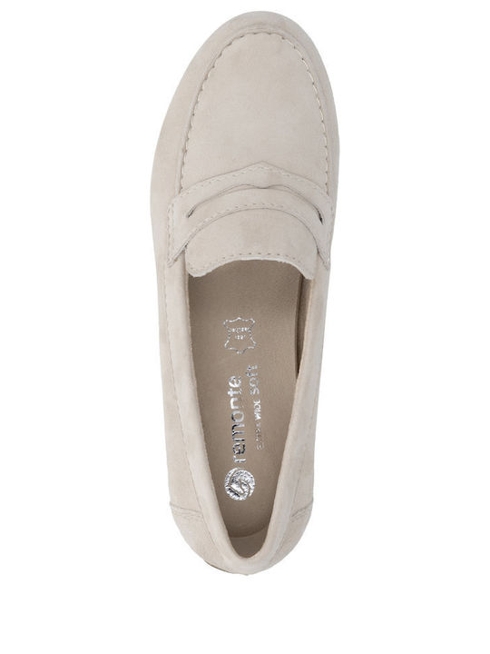 Leather Women's Moccasins In Beige Colour