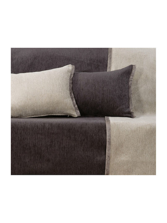 Nef-Nef Homeware New Tanger Sofa Throw 2 Sides Jacquard 180x250cm Anthracite / Beige