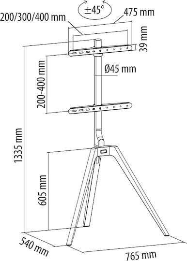 Jolly Line DTM-3270 TV Mount Floor up to 70" and 40kg Silver