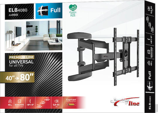 Jollyline ELB-4080 Wall TV Mount with Arm up to 80" and 45kg