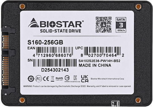 Biostar S160 SSD 256GB Typ 2.5 Zoll mit SATA III Anschluss