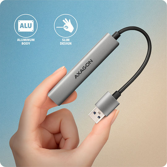 Axagon Hub 4 Θυρών USB 3.0 με σύνδεση USB-A Γκρι