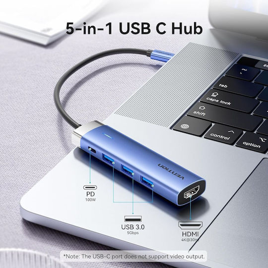 Vention USB-C Docking Station με HDMI 4K PD Μπλε (TGESB)