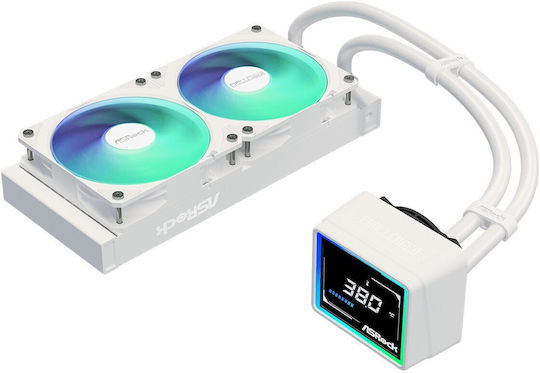 ASRock Challenger 240 Digital Water Cooling System AIO CPU with 2 Fans 120mm and ARGB Lighting White