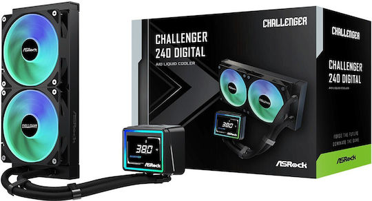 ASRock Challenger 240 Digital Water Cooling AIO CPU With 2 Fans 120mm And ARGB Lighting