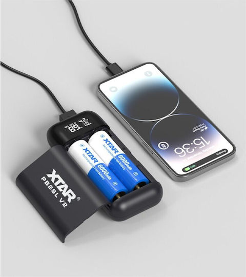 XTAR USB Φορτιστής 2 Μπαταριών Li-ion Μεγέθους 18650/21700