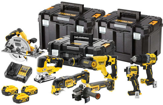 DEWALT DCK706P3T Battery Tool Set Angle Grinder Circular Saw Drill Driver Impact Drill Driver Hammer Jigsaw and Reciprocating Saw Brushless 18V with 3 Batteries 5Ah and Case