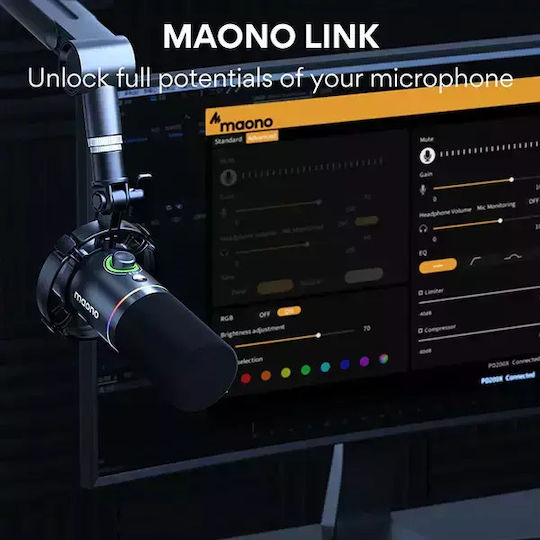 Maono PD200x Δυναμικό Μικρόφωνο Επιτραπέζιο, Shock Mounted για Φωνητικά σε Λευκό Χρώμα