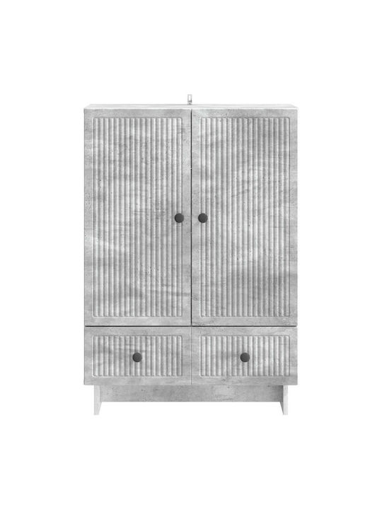 Wooden Sideboard with Drawers Concrete Gray 66x34.5x95cm