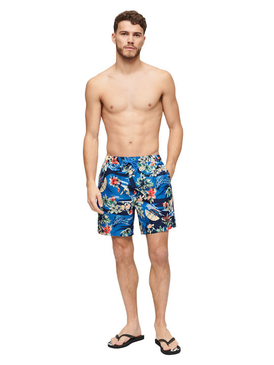 Superdry Ovin Hawaiian Ανδρικό Μαγιό Σορτς Μπλε