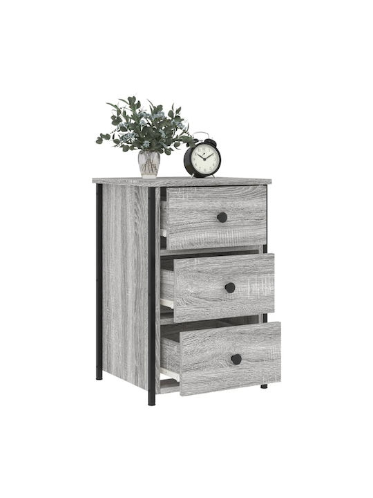 Wooden Bedside Tables with Metal Legs Gray 2 Pieces 40x36x60cm