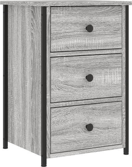 Нощни Шкафчета Дървени с Метални Крака Сиви 2 Бройки 40x36x60см