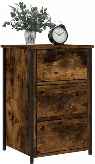 Wooden Bedside Tables With Metal Legs Brown 2 Pieces 40x36x60cm