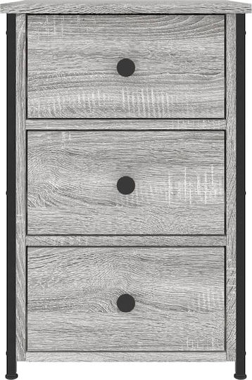 Нощни Шкафчета Дървени с Метални Крака Сиви 2 Бройки 40x36x60см