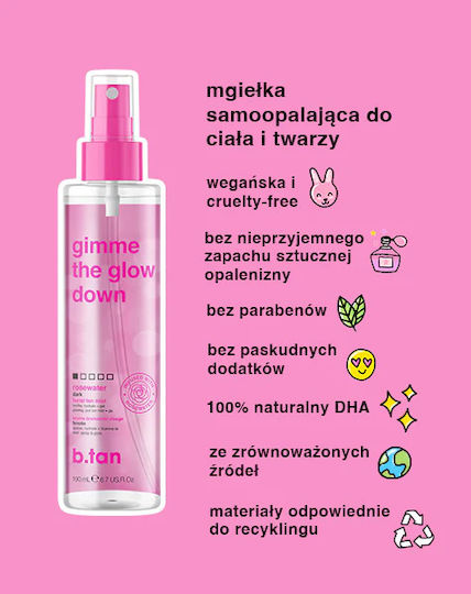 B.Tan Glow Self Tanning Mist Προσώπου Dark 190ml