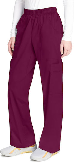 Cherokee Core Stretch Female Medical Pants Burgundy from Cotton and Polyester
