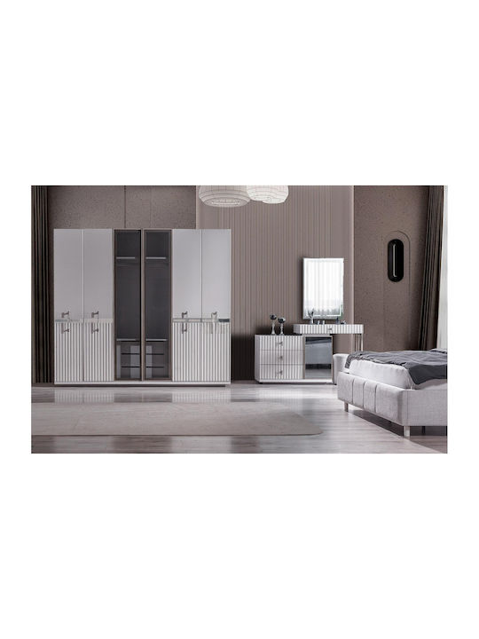 Stewehome Set Mobilier Pentru Dormitor Alb Argintiu Lux 7 Bucăți 160x200cm