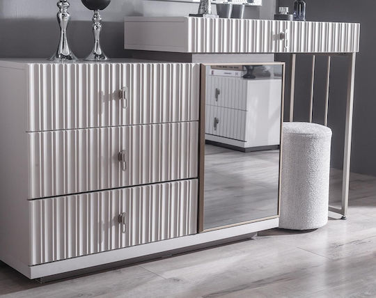 Stewehome Спален Комплект Бял Сребрист Лукс 7 Бройки 160x200см