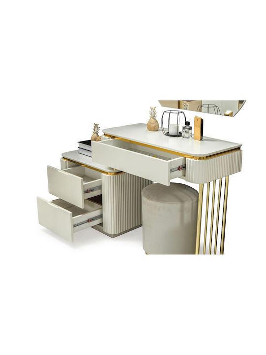 SteweHome Schlafzimmermöbel-Set Weiß Gold Luxus 7 Stück 160x200cm
