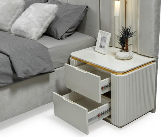 SteweHome Schlafzimmermöbel-Set Weiß Gold Luxus 7 Stück 160x200cm