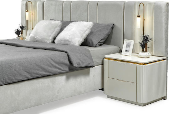 SteweHome Schlafzimmermöbel-Set Weiß Gold Luxus 7 Stück 160x200cm