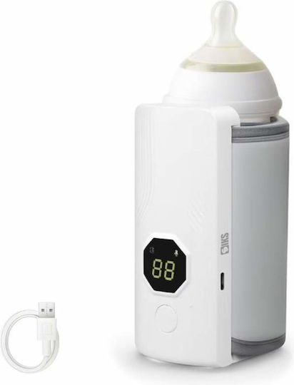 Siks Încălzitor Portabil Pentru Biberoane Reîncărcabile Dimensiune Reglabilă Control Temperatură Pe 6 Niveluri Încălzire Uniformă Afișaj Lcd Termostat Inteligent Monitorizare Temperatură Baterie 4000mah 300ml Gri Alb
