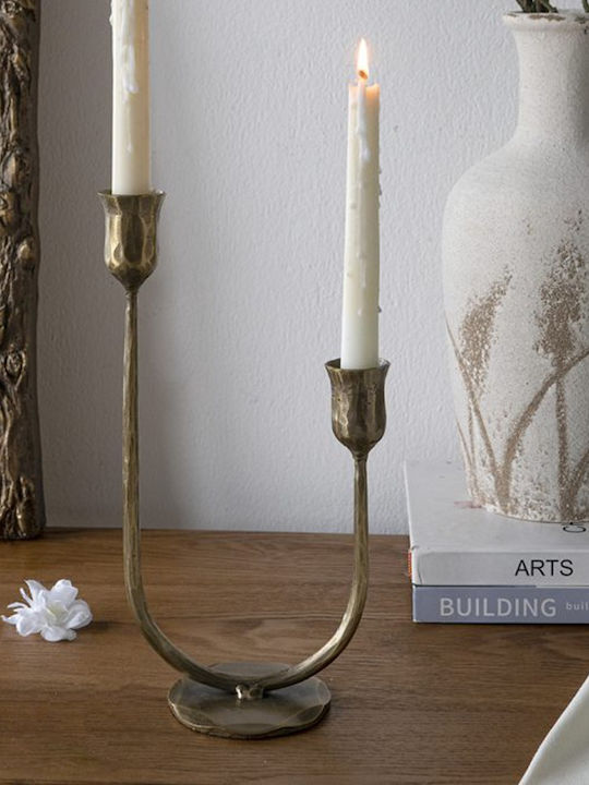 Artekko Metal Candle Holder in Gold Color 16x29x9cm