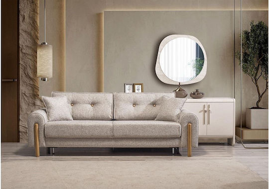 Stewehome Seturi Mobila Living Asya Canapea 3 Locuri & Canapea 3 Locuri & Fotoliu Textură Moale Bej Maro 230x85x85 Cm