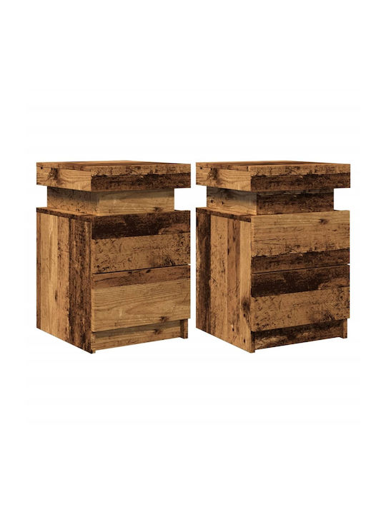 Wooden Brown Bedside Tables 2 Pieces 35x39x55cm