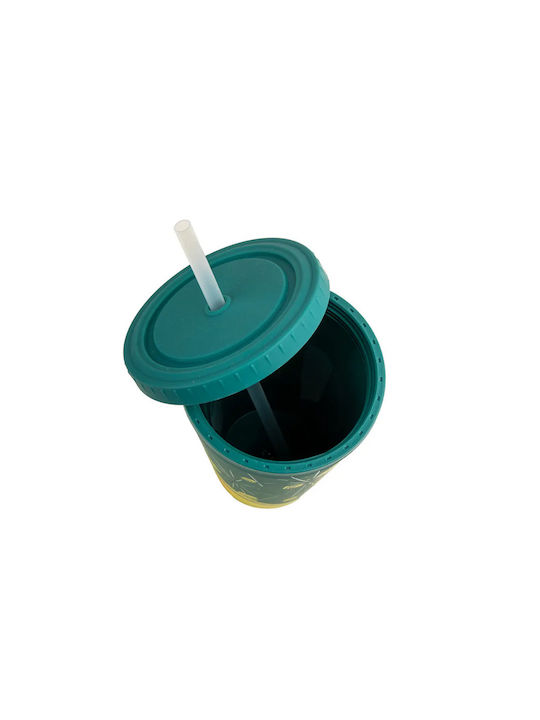 Cinereplicas Cinereplicas Kunststoff Kelch in Grün Farbe mit Strohhalm 475ml