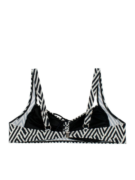Plus Size Women's Bikini Set Without Underwire Chic Contrast Black-White
