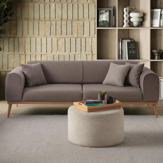 Stewehome Σετ Καναπέ 3+1 Τριθέσιος & Πολυθρόνα Καφέ 224x90x76cm