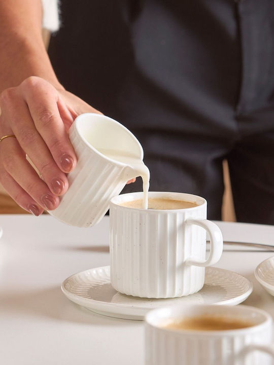 Salt & Pepper Set Of White Porcelain Cappuccino Cups 205ml 4 Pieces