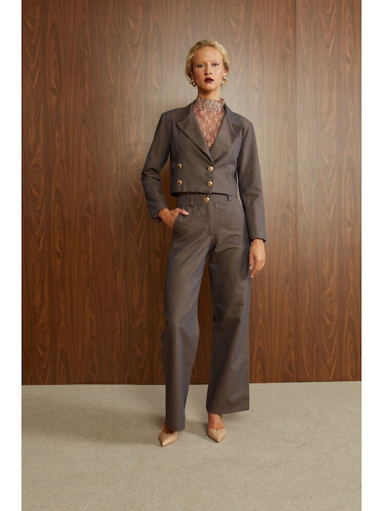 Ze marze Kurzes Blazer für Damen Blau-Terrakotta