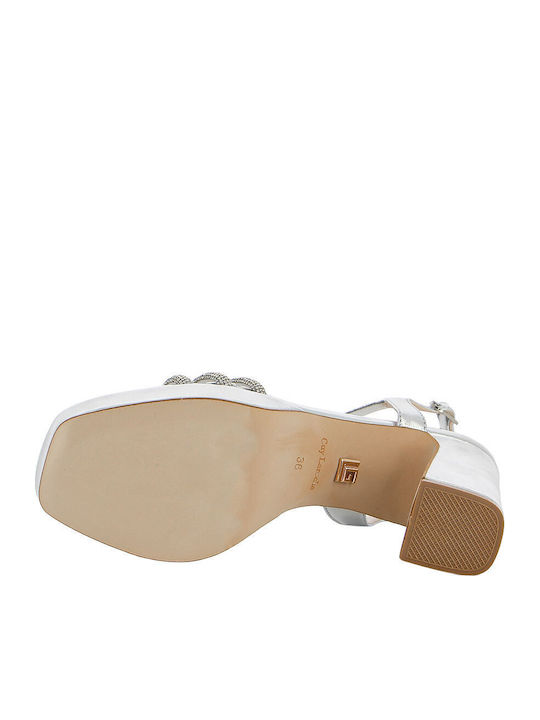 Damen Sandalen Silber Leder