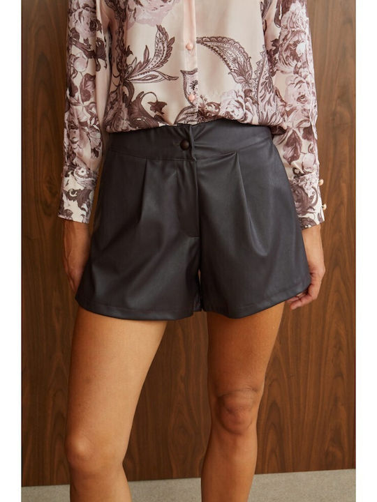 Damen Leder Shorts Schokolade